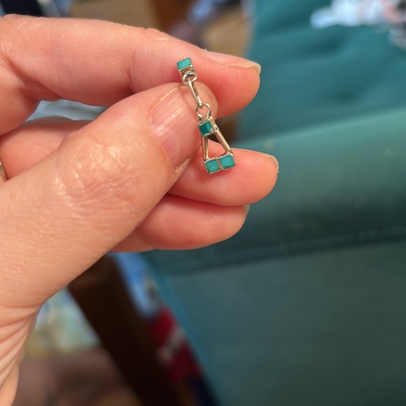 Unbranded 925 Sterling Silver Vintage Vtg 1990s 90s Turquoise Earrings Women’s - Picture 6 of 8